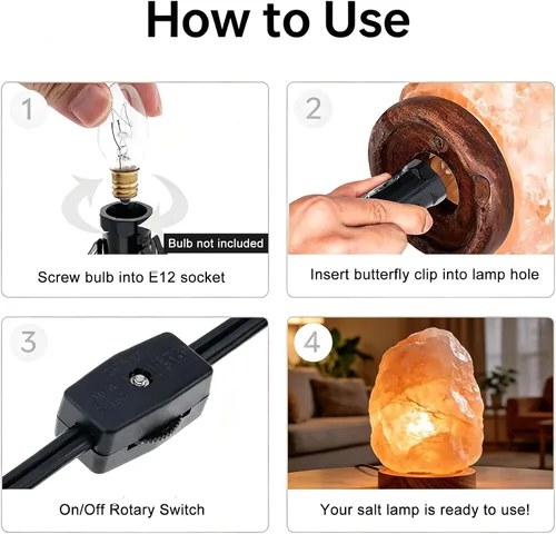 Vista 4 de RTNLIT Cable de repuesto para lámpara de sal, cable de luz nocturna con enchufe de bombilla E12, enchufe de interruptor giratorio para accesorios