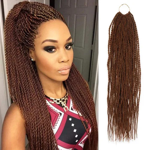 Vista 35 de AU-THEN-TIC Cabello senegalés con trenzas de ganchillo de 22 pulgadas, paquete de 2 paquetes de 40 mechones por paquete, extensiones de cabello
