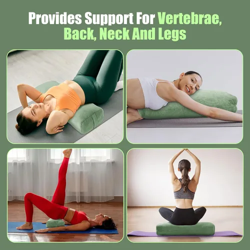Vista 4 de HOMBYS Almohada de espuma triturada para yoga y meditación restaurativa, versátil almohada de apoyo de yoga rectangular de alta calidad con funda