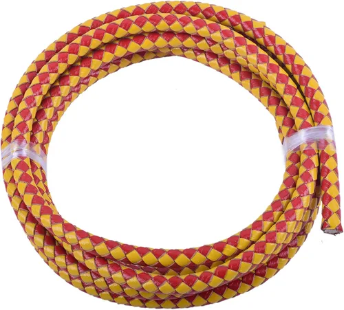 Vista 35 de 2 yardas 8.0mm Cordón redondo de cuero trenzado auténtico marrón antiguo para corbata de bolo