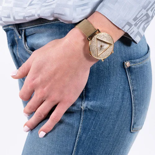 Vista 6 de GUESS Reloj analógico con logotipo plateado