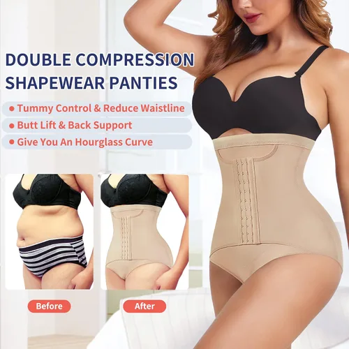 Vista 5 de HAENPISY Calzones levantadores de glúteos para mujer cintura alta control de abdomen moldeadores de cintura faja moldeadora