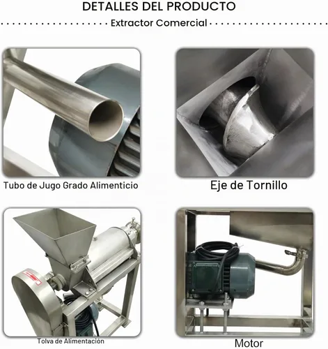 Vista 4 de 220V 3PH Commerical Frutas y Vegetales Juicer 0.5T/H Extractor de jugo de fruta de acero inoxidable Máquina Extractor Industrial Automático Espiral
