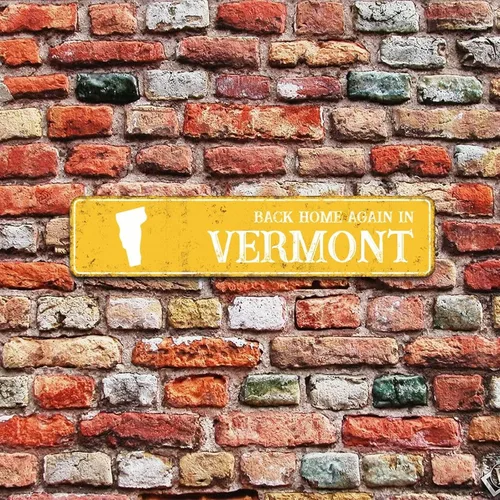 Vista 3 de Farmhouse Back Home Again in Vermont US State Map Silhouette Aluminum Tin Metal Sign Decorative Man Cave Street Metal Signs for Indoor Outdoor House