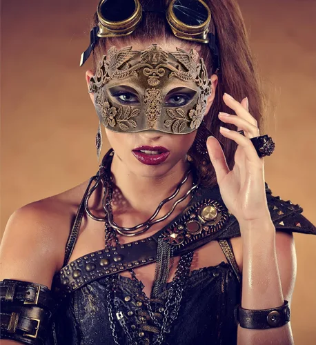 Vista 7 de Máscara de baile de máscaras real veneciana, máscara steampunk de media mascarada, accesorio de disfraz barroco