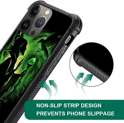 Vista 5 de CARLOCA Funda compatible con iPhone 15 Pro, patrón de dama mágica verde, ultra protección, a prueba de golpes, de silicona suave, TPU