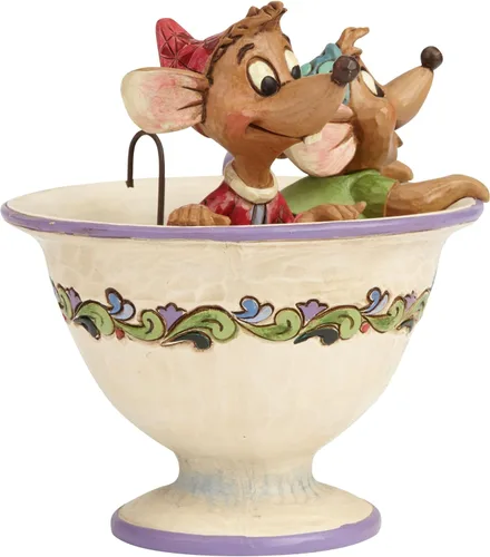 Vista 4 de Enesco Disney Traditions by Jim Shore - Figura de taza de té de Cenicienta Jaq y Gus, 4.5 pulgadas, multicolor