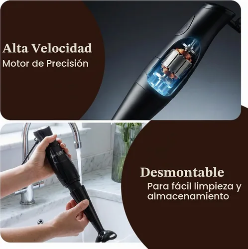 Vista 5 de Elite Gourmet EHB2425B Batidora de mano de inmersión, 1 toque, 150 W, negro