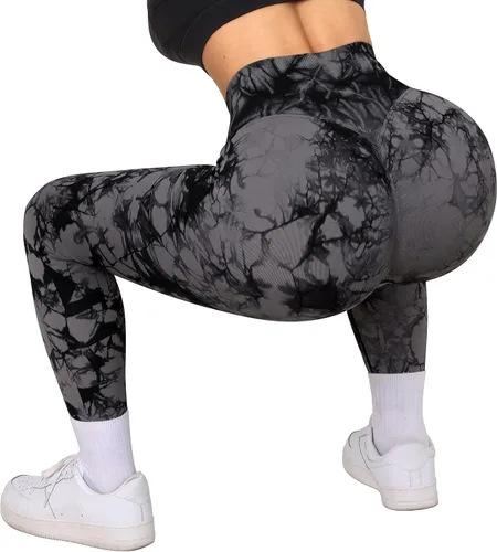 Vista 4 de OMKAGI Leggings con cintura cruzada en V para mujer, con bolsillos, cintura alta, pantalones de yoga para entrenamiento