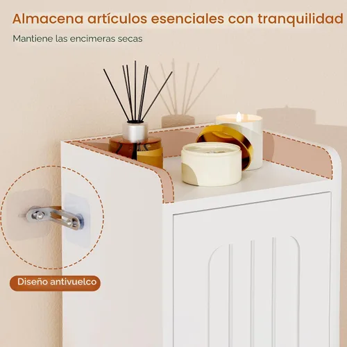 Vista 7 de ANWBROAD Armario de almacenamiento de baño delgado con 2 puertas y estante