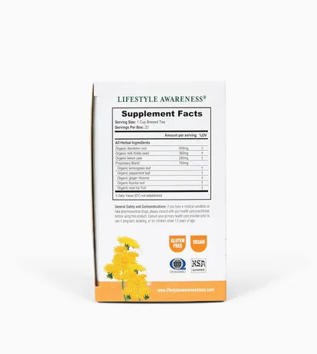 Vista 3 de Lifestyle Awareness Tés, té de desintoxicación de hígado Dandy sin cafeína, 20