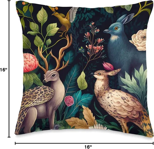 Vista 4 de DAG Fauna Art & Dark Academia Clothing - Almohada (16 x 16 pulgadas), multicolor