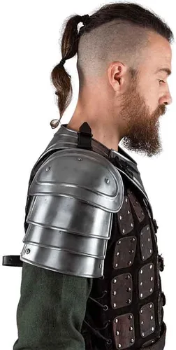 Vista 6 de Adam Spaulders - Cubrehombros de Adán de acero medieval, disfraz de armadura de escudo de fantasía, armadura LARP de caballero, protección de hombro
