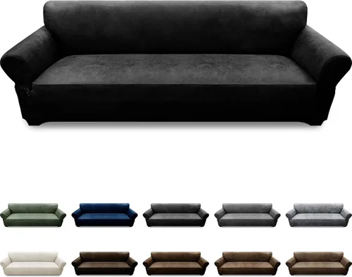 Vista 50 de Fundas para Sillón de 2 Piezas con Cojín en T, Fundas de Aspecto de Cuero para Sofá, Fundas para Sillas, Protector de Muebles Elástico, Funda