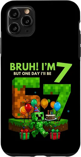 Vista 13 de Bruh I'm 7 But One-Day I'll Be 67 Retro 7th Birthday Kids Case for iPhone 17
