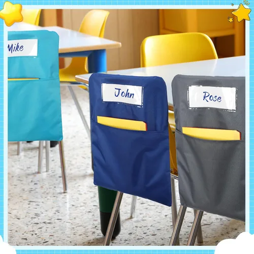 Vista 5 de 24 bolsillos para sillas de 17.3 x 20 pulgadas con ranura para etiqueta para nombre, bolsillo de almacenamiento para asiento, respaldo de aula