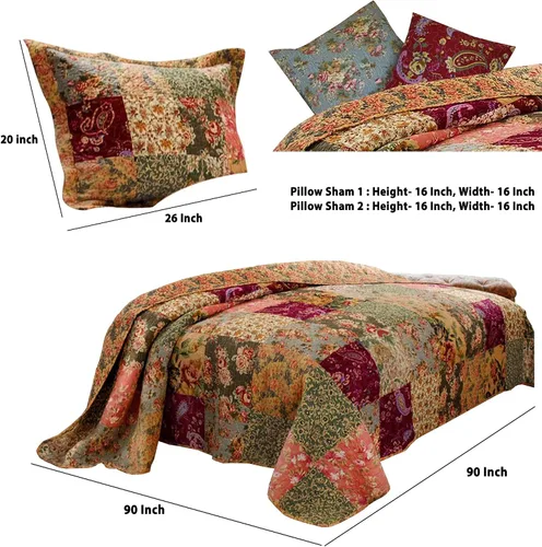 Vista 5 de Benjara Kamet - Juego de edredón de 5 piezas de tela tamaño Queen con estampados florales, multicolor