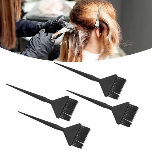 Vista 4 de Cepillo de tinte para el cabello, rígido 4 piezas reutilizable para tinte de cabello, cepillo de color incluso para colorear ABS Nylon para salón