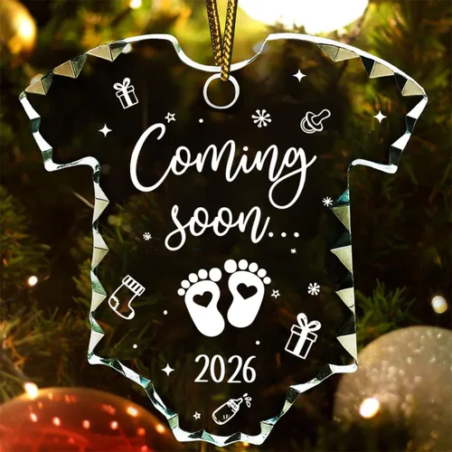Vista 3 de Jesuspirit Adorno de bebé esperando 2025 – Regalos para futuros padres, padres que esperan ser regalos únicos 2025 – Adorno de Navidad de cristal