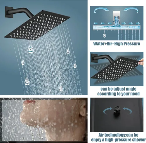 Vista 3 de Aolemi Sistema de ducha tipo lluvia, juego combinado de cabezal de ducha con relleno de bañera, ducha de mano de lujo, válvula de montaje en pared
