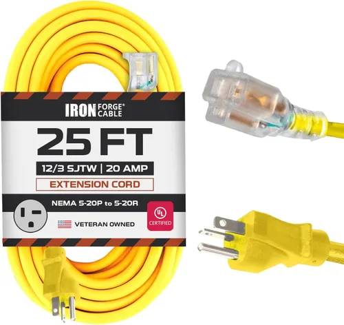 Vista 8 de Iron Forge Cable Cable de extensión de 20 amperios, 50 pies, color negro