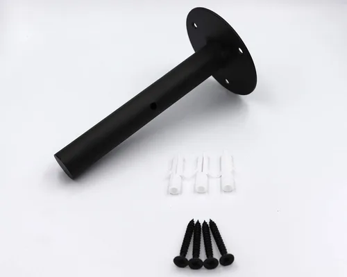 Vista 5 de FGen Soporte de pared de hierro forjado de 4 piezas, soporte redondo de 6 pulgadas para estantería (negro)