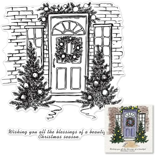Vista 9 de Sellos transparentes de montaña de Navidad para hacer tarjetas y decoraciones de álbum de fotos, sellos de silicona del trineo de Santa Claus sellos