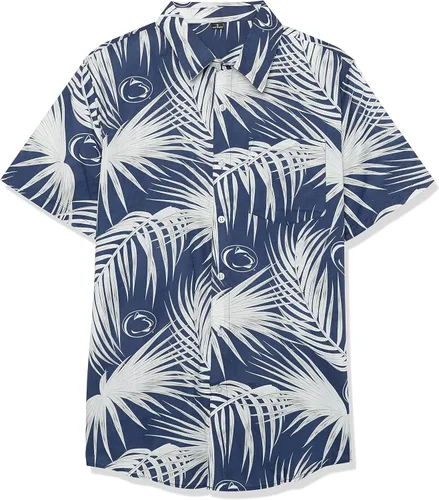 Vista 8 de FOCO NCAA Mens NCAA College Team Logo Floral Tropical Hawaiian Button Up Shirt