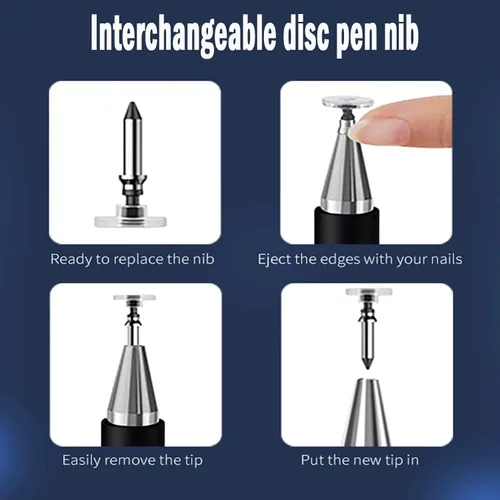 Vista 5 de Bolígrafos Stylus para iPad, Luntak 3 en 1 Bolígrafo de Punta, Punta de Fibra y Disco Transparente Stylus Capacitivo Lápiz iPad para Apple