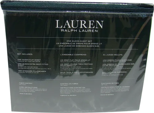 Vista 2 de Lauren Ralph Lauren Dunham Satin - Juego de sábanas de 4 piezas, 100% algodón, tamaño Queen, color blanco