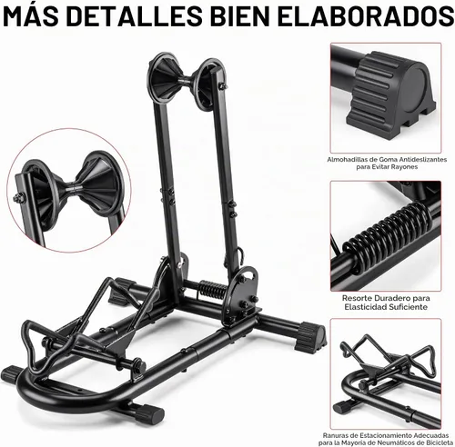 Vista 4 de Soporte de piso para bicicleta de interior, soporte para bicicleta para coche/hogar, almacenamiento de bicicletas, soporte de estacionamiento