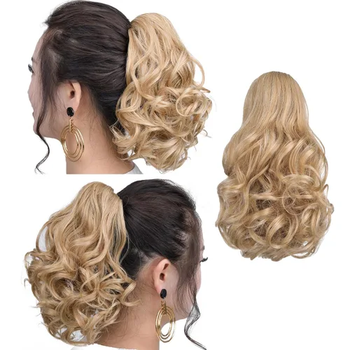 Vista 72 de SYXLCYGG Auburn Clip Cola de caballo Clip Cola de caballo Extensión de cola de caballo ondulado 10 pulgadas 3.5 oz pelo sintético falso pieza