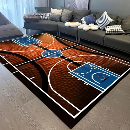 Vista 21 de Alfombra de área estampada azul, retro, envejecida, antideslizante, para interiores, sala de estar, lavable a máquina, transpirable para sala