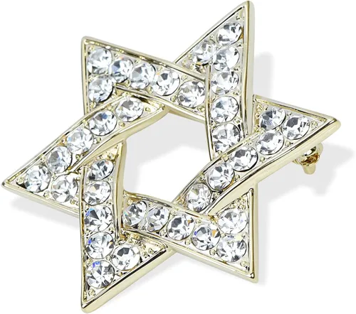 Vista 2 de VVCome Broche de estrella de David con diamantes de imitación y estrella de David, broche de solapa espiritual