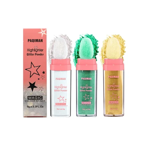 Vista 11 de Polvo de resaltado con purpurina, maquillaje para iluminar el rostro natural tridimensional en polvo para resaltador de mejillas.
