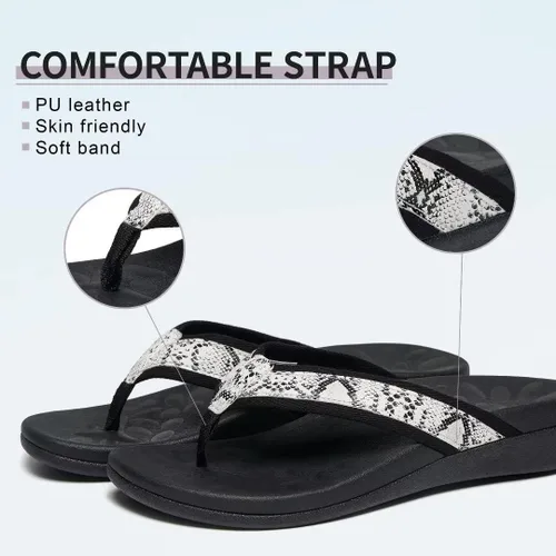 Vista 4 de Sandalias ortopédicas para mujeres, sandalias de fascitis plantar para pies planos con soporte de arco estilo pata de gallo, sandalias para caminar