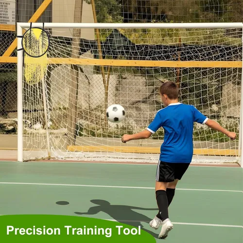 Vista 7 de 4 redes de objetivos de fútbol – Ayudas de entrenamiento amarillas de alta visibilidad para precisión de tiro de fútbol, fibra de vidrio duradera