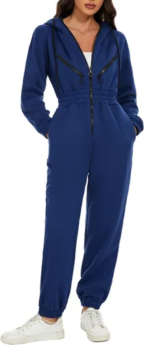 Vista 3 de COZYPOIN Enterizo de forro polar para mujer, conjunto de una pieza con capucha