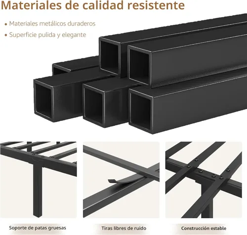 Vista 8 de E-Motie Base de cama de tamaño matrimonial con luces LED y estación de carga, cabecera de almacenamiento de madera con estantes de 2 niveles