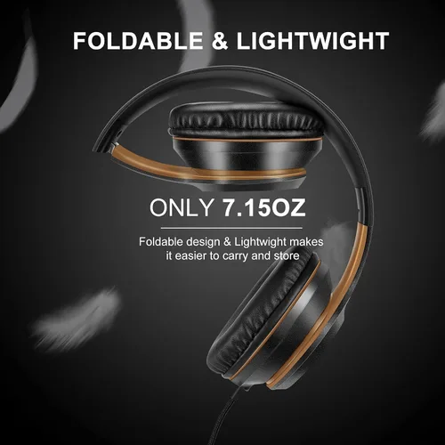 Vista 3 de LORELEI X8 - Auriculares de diadema con cable y micrófono con 1.45m de línea de nylon sin enredos y conector de 3.5mm, auriculares ligeros