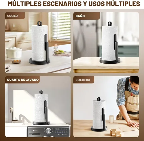 Vista 9 de theaoo Toallero de papel de acero inoxidable resistente con brazo de tensión, fácil de rasgar con una sola mano, moderno dispensador de encimera