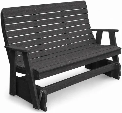 Vista 26 de Amish Made Antique Mahogany 4 ft Outdoor Glider Bench, HDPE Made in USA Fairfax Collection HDPE Poly Lumber Outdoor Glider Bench, All-Weather