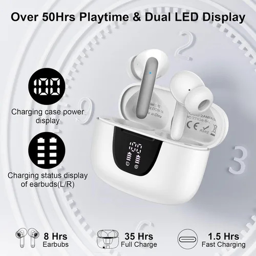 Vista 3 de Auriculares inalámbricos Samsung Bluetooth 5.3 para Samsung Galaxy S26 S25 Ultra/S24/S23/A17/A16/A56/LED con micrófono con cancelación de ruido