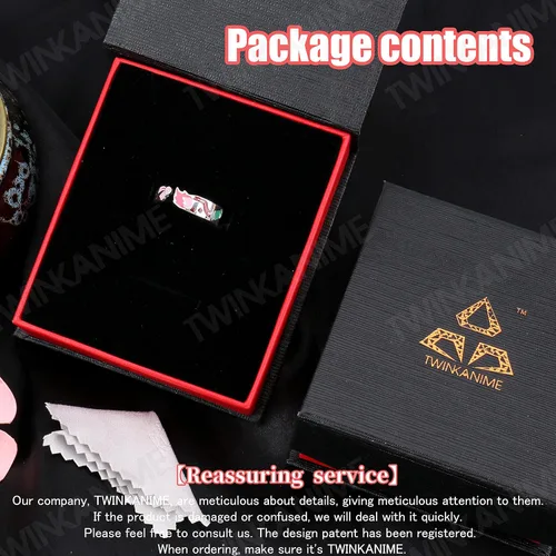 Vista 5 de TWINKANIME Demon Slayer Anime Merch Ring Fashion Anime Jewelry Cosplay Style for Men Wonmen Gifts Adjustable About 7-9 S925 Sterling Silver All