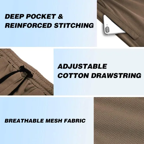 Vista 5 de EVERWORTH Pantalones cortos de entrenamiento para hombre, de secado rápido, pantalones cortos de culturismo, entrepierna de 4 pulgadas, pantalones