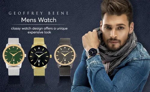 Vista 5 de Geoffrey Beene Mens Watch - Stainless Steel Mesh Band Quartz Movement Analog Watch for Men, Gift for Men, Formal or Business Casual Minimalist Wrist
