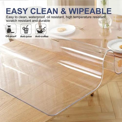 Vista 3 de Mantel de PVC transparente de 8 x 36 pulgadas, protector de mesa de comedor, mantel de plástico transparente, mantel de escritorio de oficina