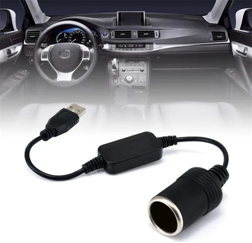 Vista 4 de Queenbox 5 V 2A USB a 12 V 8 W encendedor de cigarrillos enchufe USB macho a hembra encendedor de cigarrillos adaptador convertidor para coche