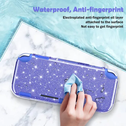 Vista 2 de DLseego Purple Glitter Protective Case For Switch Lite, Bling Clear Crystal Soft TPU Cover with Shock-Absorption and Anti-Scratch Design, Cute
