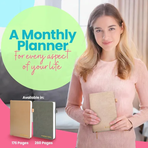 Vista 8 de Promot Agenda semanal y mensual 2024 – Diario con diseños prefabricados, presupuesto, hábito, rastreador del sueño, cuidado personal, productividad